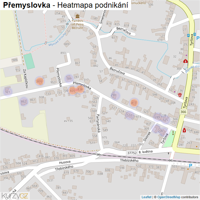 Mapa Přemyslovka - Firmy v ulici.