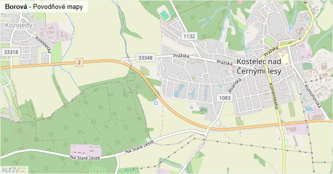 Borová - záplavové mapy stoleté vody