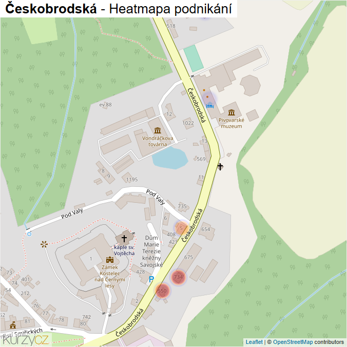 Mapa Českobrodská - Firmy v ulici.