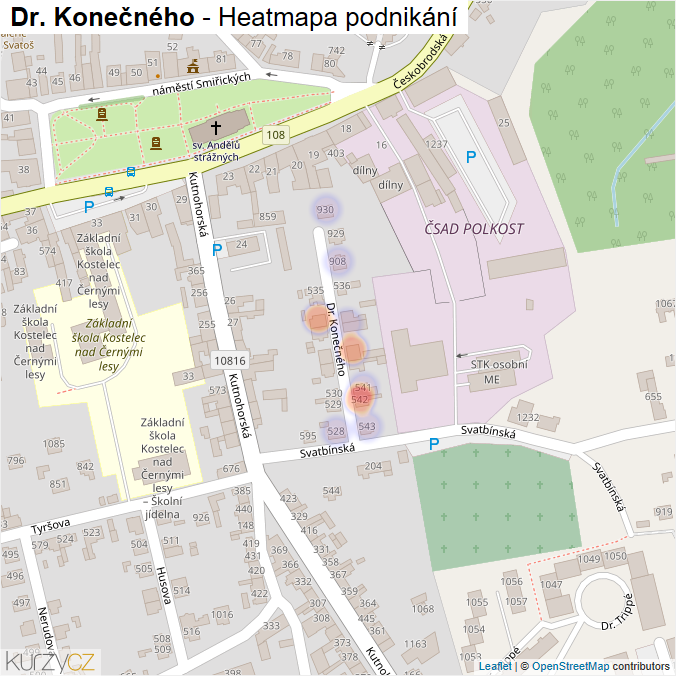 Mapa Dr. Konečného - Firmy v ulici.