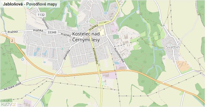 Jabloňová - záplavové mapy stoleté vody