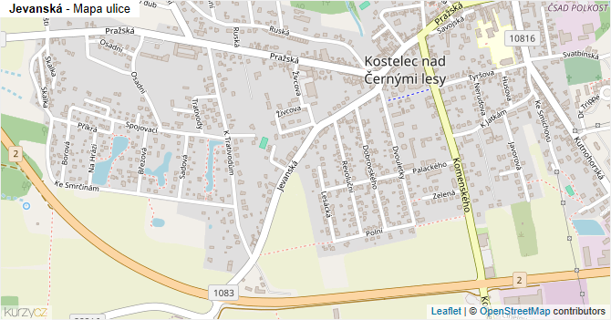 Jevanská - mapa ulice