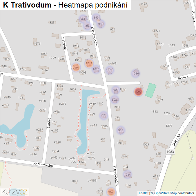 Mapa K Trativodům - Firmy v ulici.