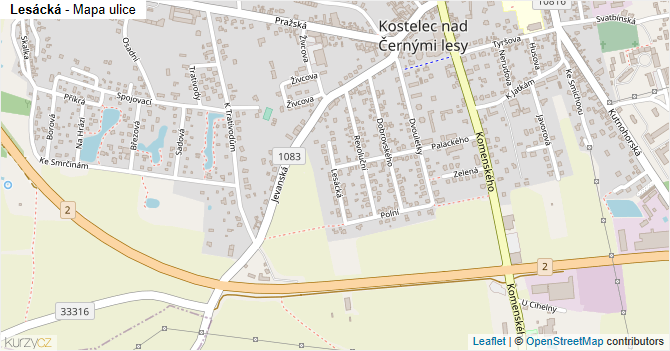 Lesácká - mapa ulice