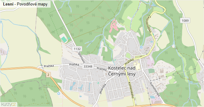 Lesní - záplavové mapy stoleté vody