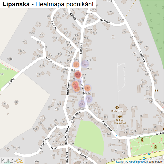 Mapa Lipanská - Firmy v ulici.