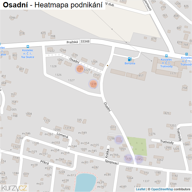 Mapa Osadní - Firmy v ulici.
