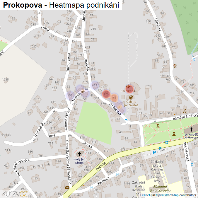 Mapa Prokopova - Firmy v ulici.