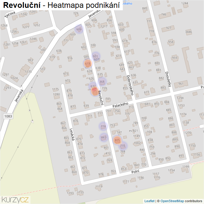 Mapa Revoluční - Firmy v ulici.