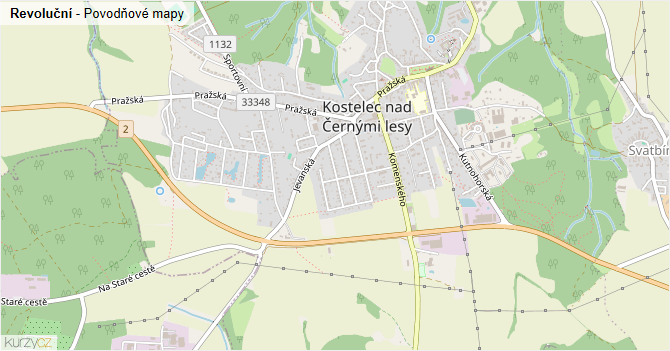 Revoluční - záplavové mapy stoleté vody