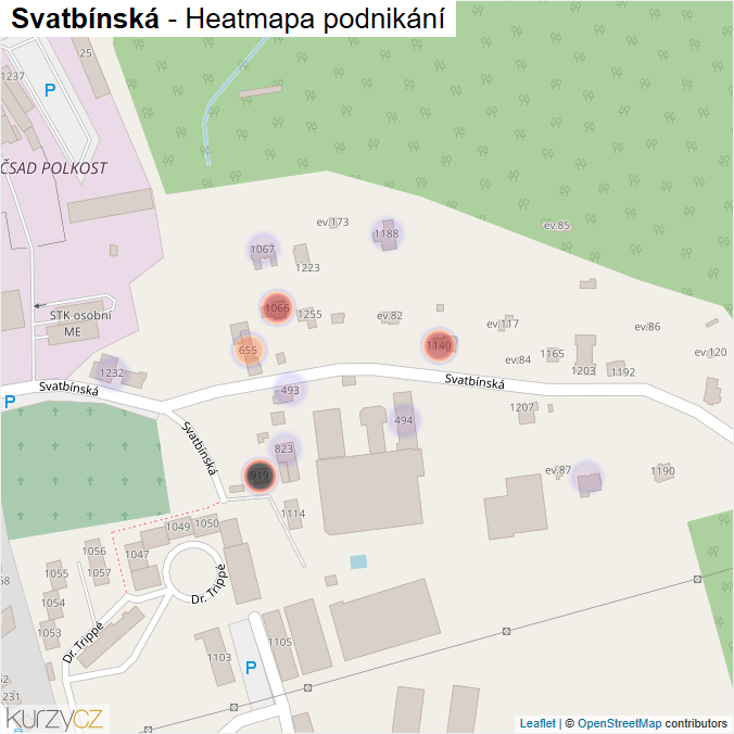 Mapa Svatbínská - Firmy v ulici.