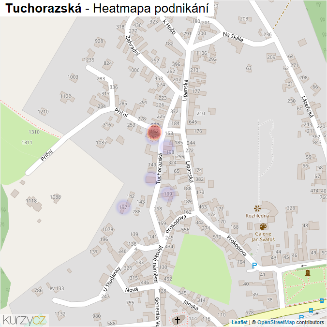 Mapa Tuchorazská - Firmy v ulici.