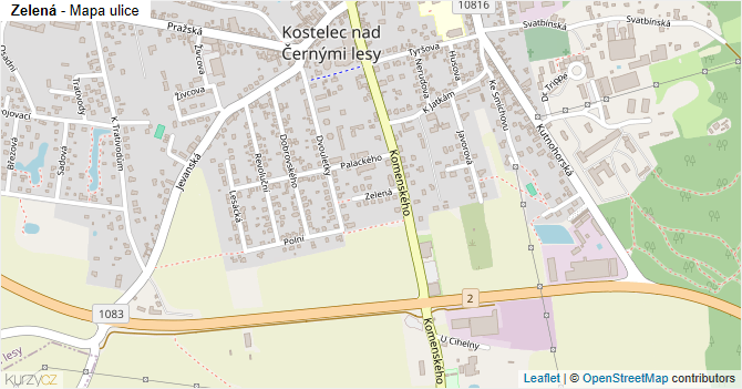Zelená - mapa ulice