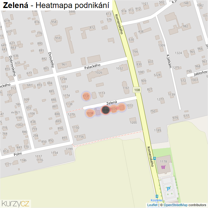 Mapa Zelená - Firmy v ulici.