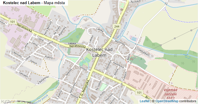 Kostelec nad Labem - mapa města