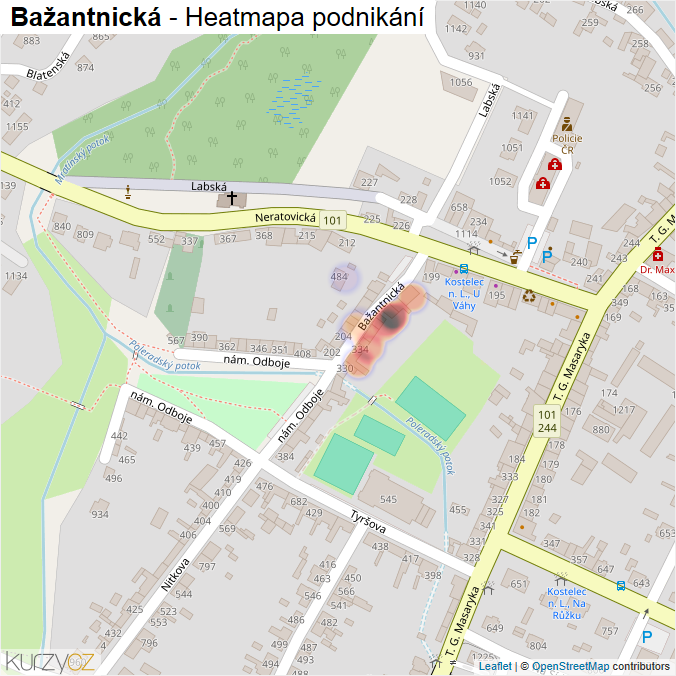 Mapa Bažantnická - Firmy v ulici.