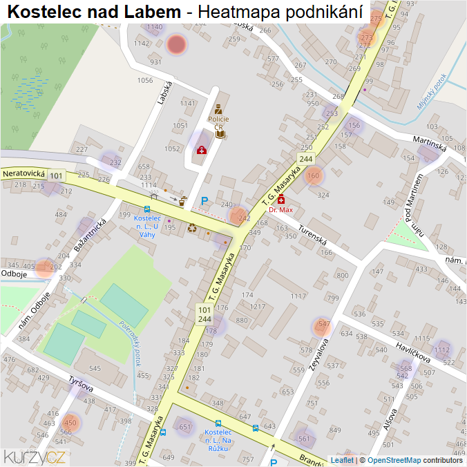 Mapa Kostelec nad Labem - Firmy v části obce.