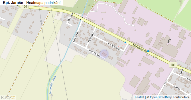 Kpt. Jaroše - mapa podnikání