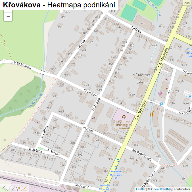 Mapa Křovákova - Firmy v ulici.