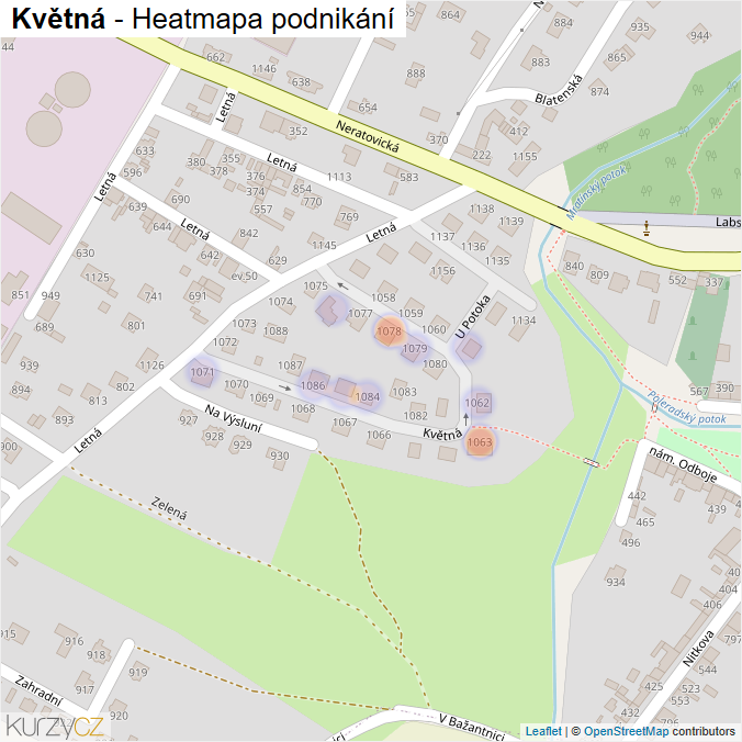 Mapa Květná - Firmy v ulici.