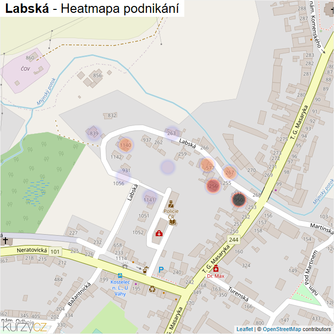 Mapa Labská - Firmy v ulici.