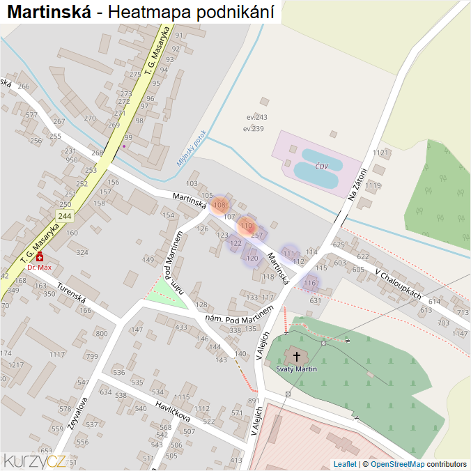 Mapa Martinská - Firmy v ulici.