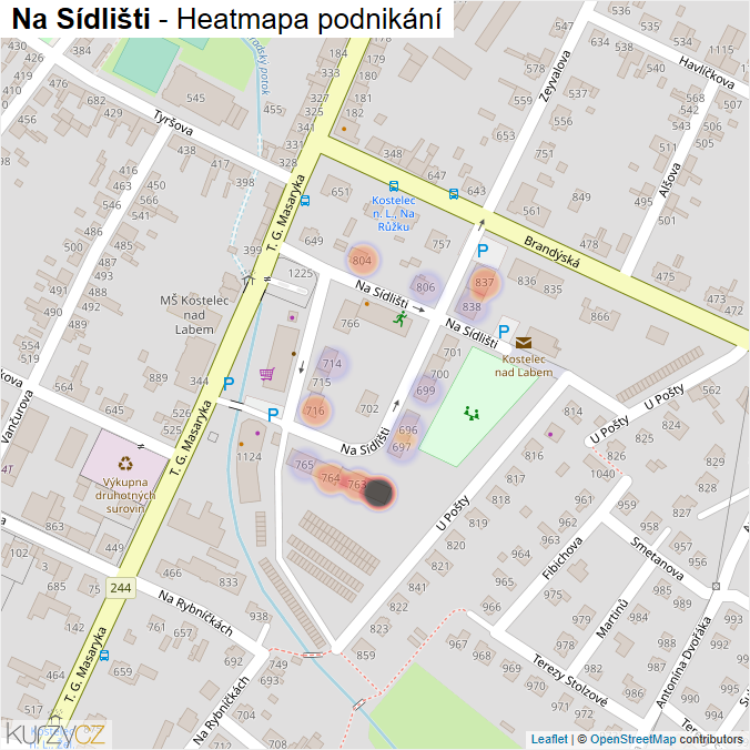 Mapa Na Sídlišti - Firmy v ulici.