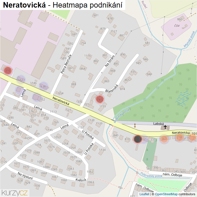 Mapa Neratovická - Firmy v ulici.