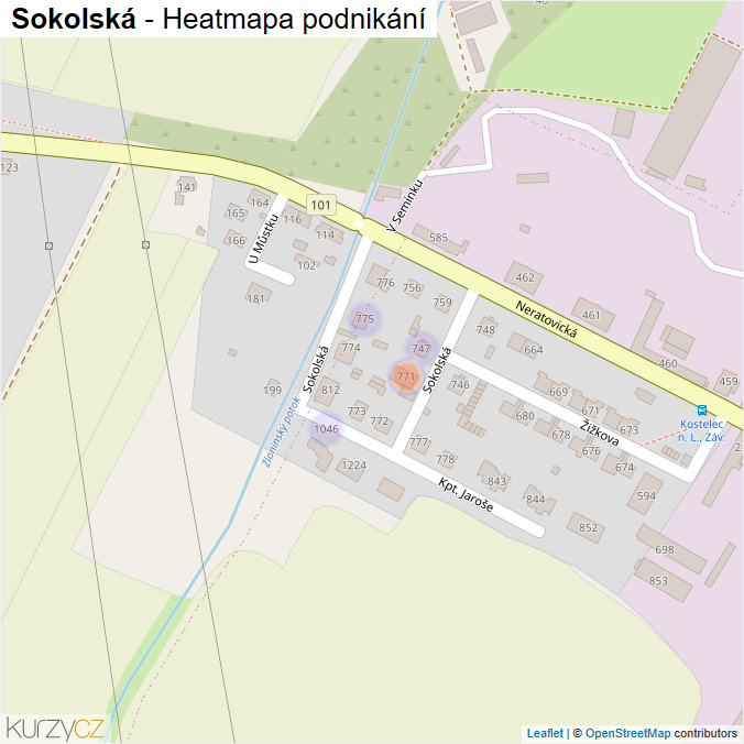 Mapa Sokolská - Firmy v ulici.