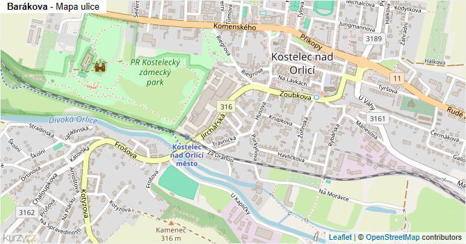 Barákova - mapa ulice