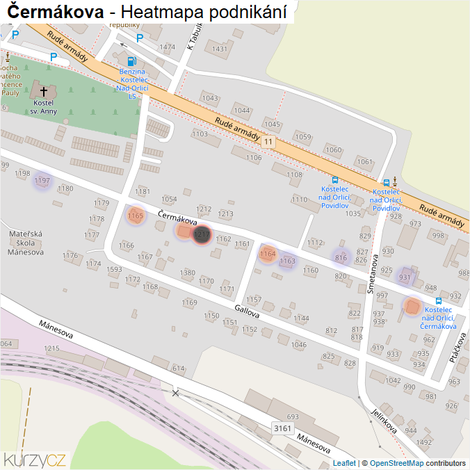 Mapa Čermákova - Firmy v ulici.