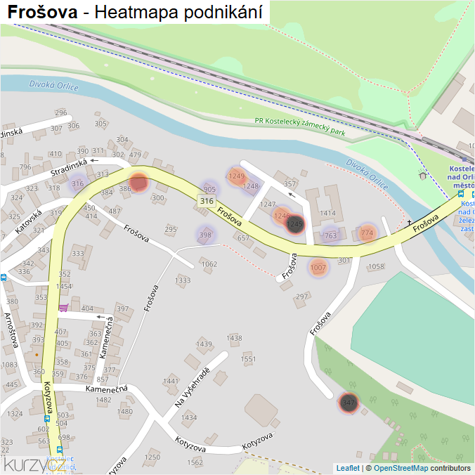 Mapa Frošova - Firmy v ulici.
