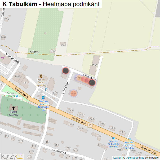 Mapa K Tabulkám - Firmy v ulici.
