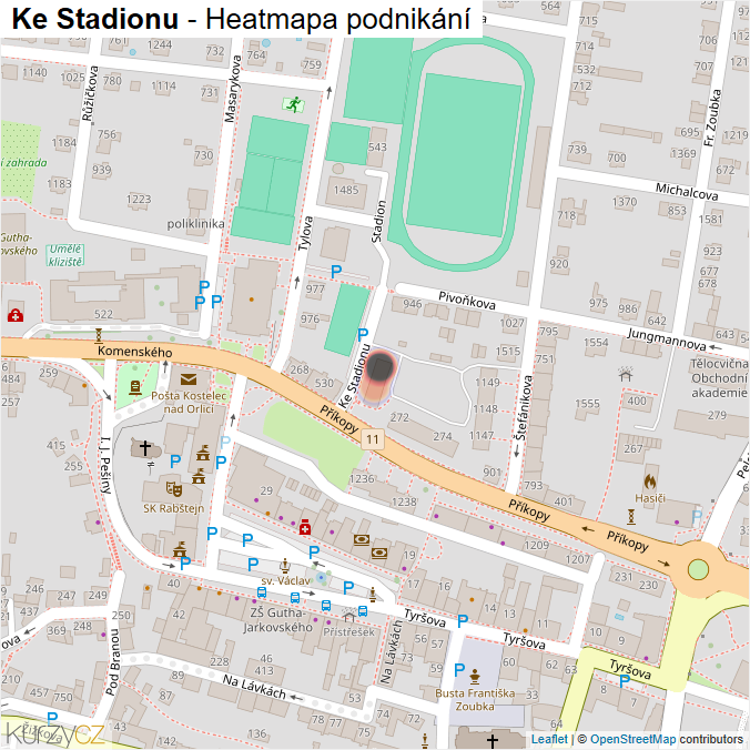 Mapa Ke Stadionu - Firmy v ulici.