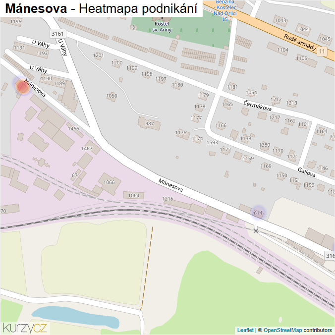 Mapa Mánesova - Firmy v ulici.
