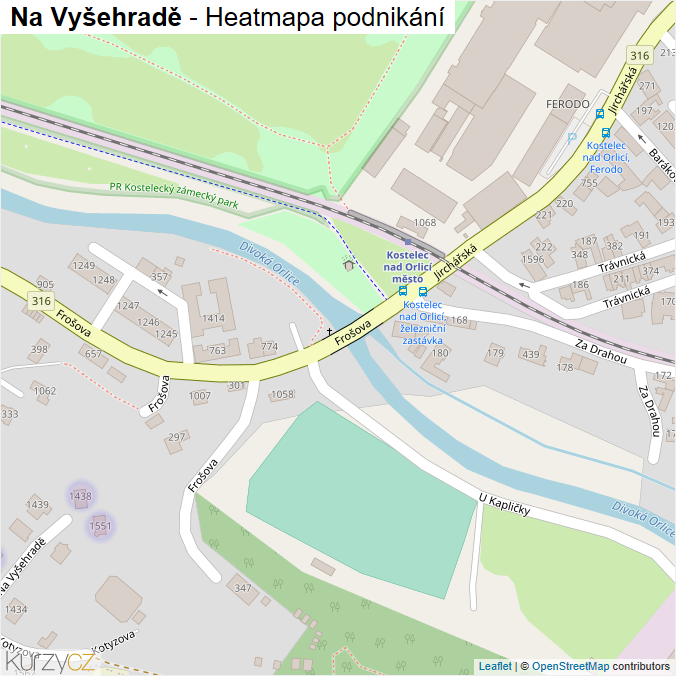 Mapa Na Vyšehradě - Firmy v ulici.