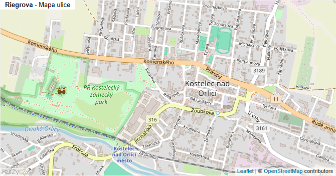 Riegrova - mapa ulice