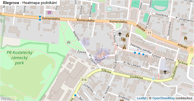 Riegrova - mapa podnikání