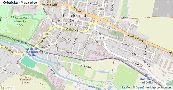 Rybářská - mapa ulice