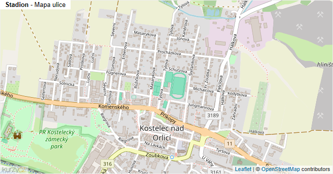 Stadion - mapa ulice