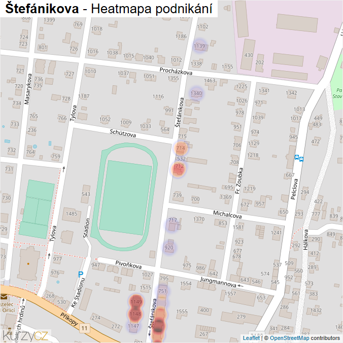 Mapa Štefánikova - Firmy v ulici.