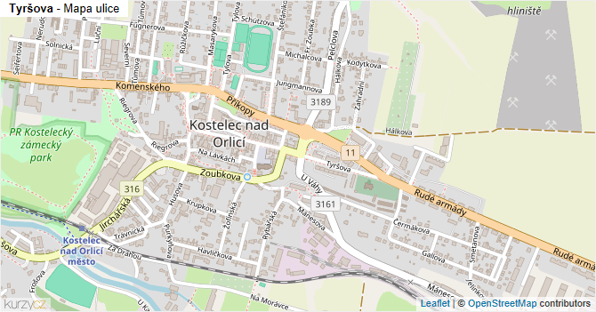 Tyršova - mapa ulice