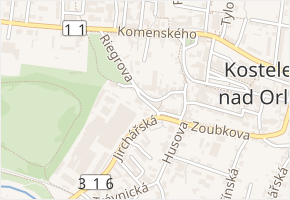 Žižkova v obci Kostelec nad Orlicí - mapa ulice