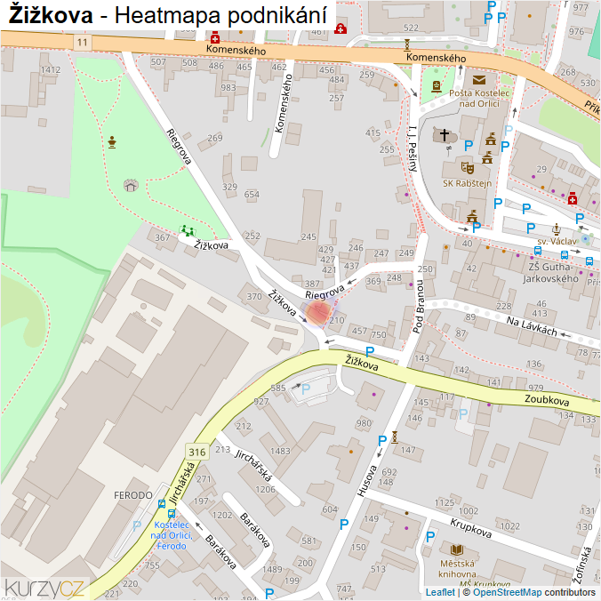 Mapa Žižkova - Firmy v ulici.