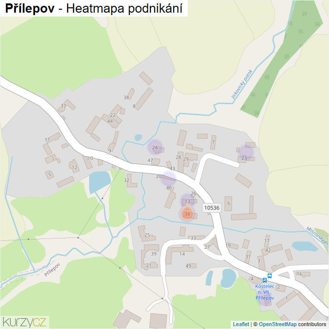 Mapa Přílepov - Firmy v části obce.