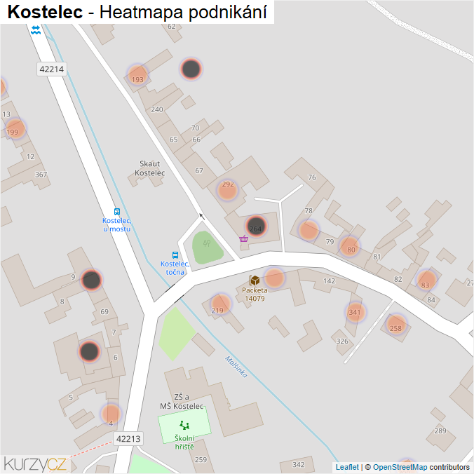 Mapa Kostelec - Firmy v obci.
