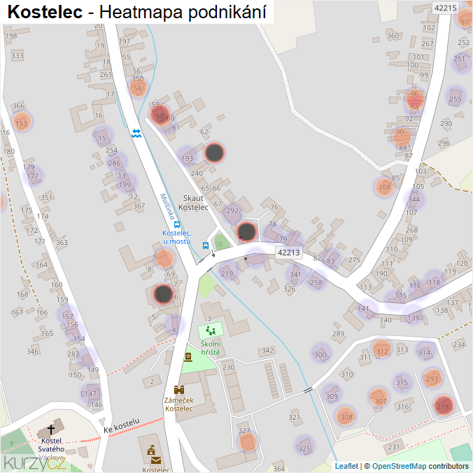 Mapa Kostelec - Firmy v části obce.