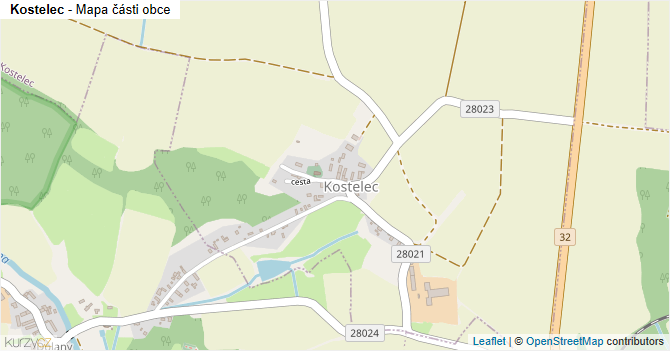 Kostelec - mapa části obce