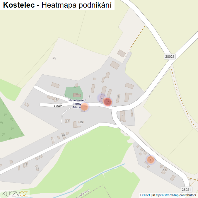 Mapa Kostelec - Firmy v části obce.