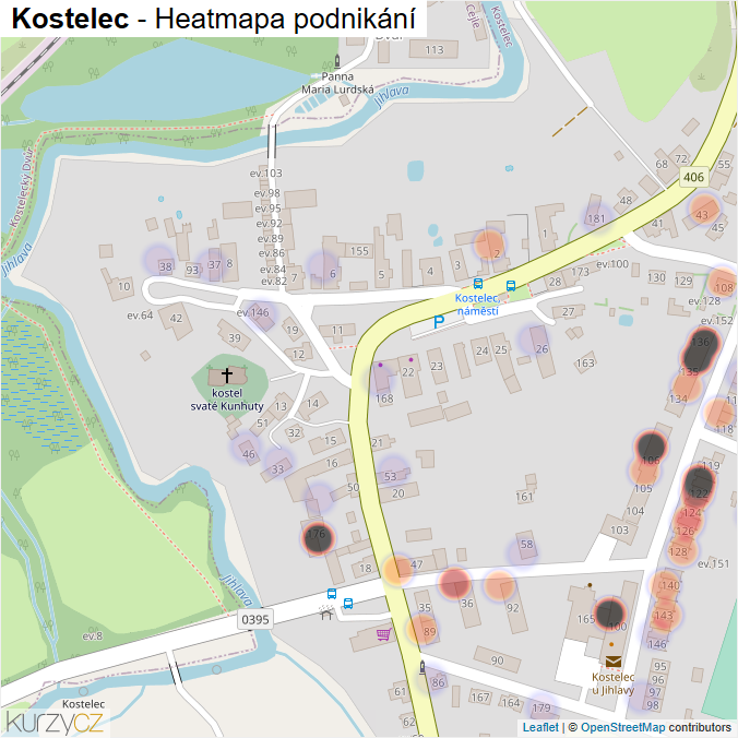 Mapa Kostelec - Firmy v části obce.